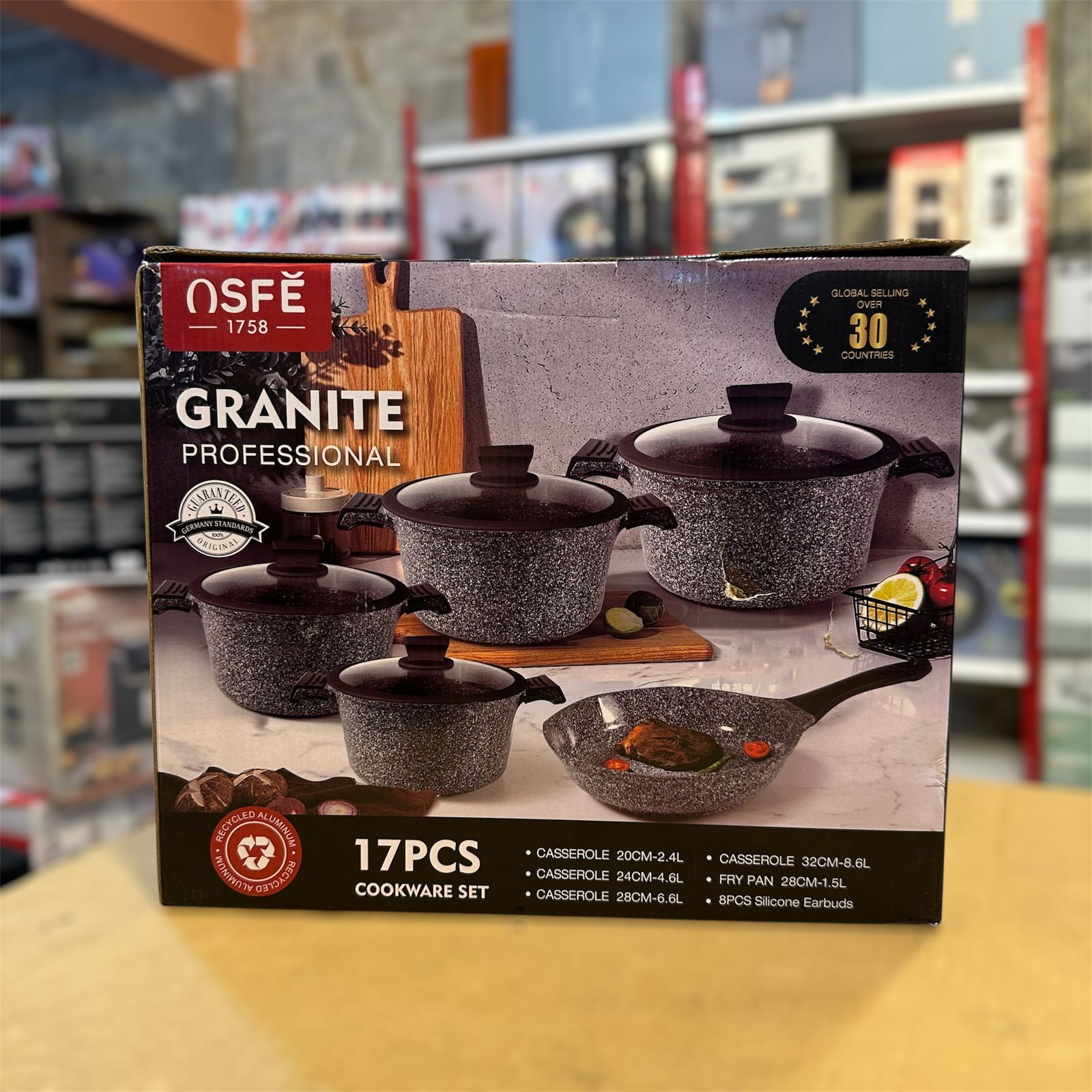 OSFE 17pcs Granite Nonstick Cookware Set