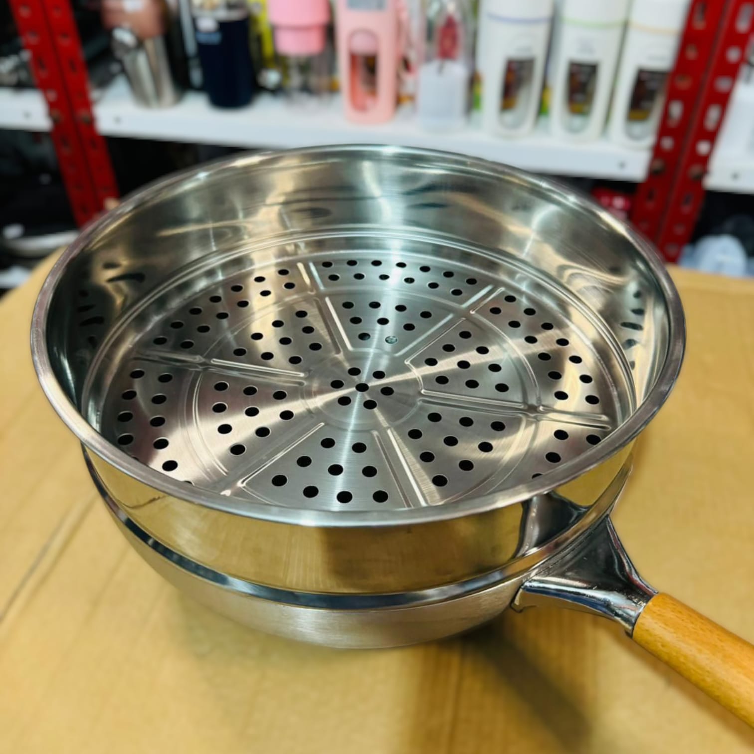 Top Quality 2 in 1 HoneyComb Laser Coated Deep Pan & Steamer