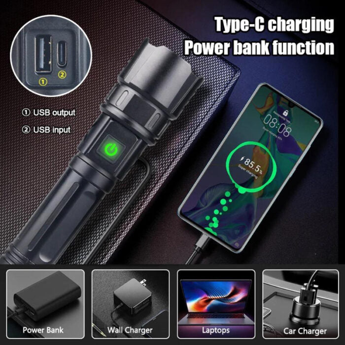 Very Powerful 2-in-1 Emergency Flashlight & Charging Bank