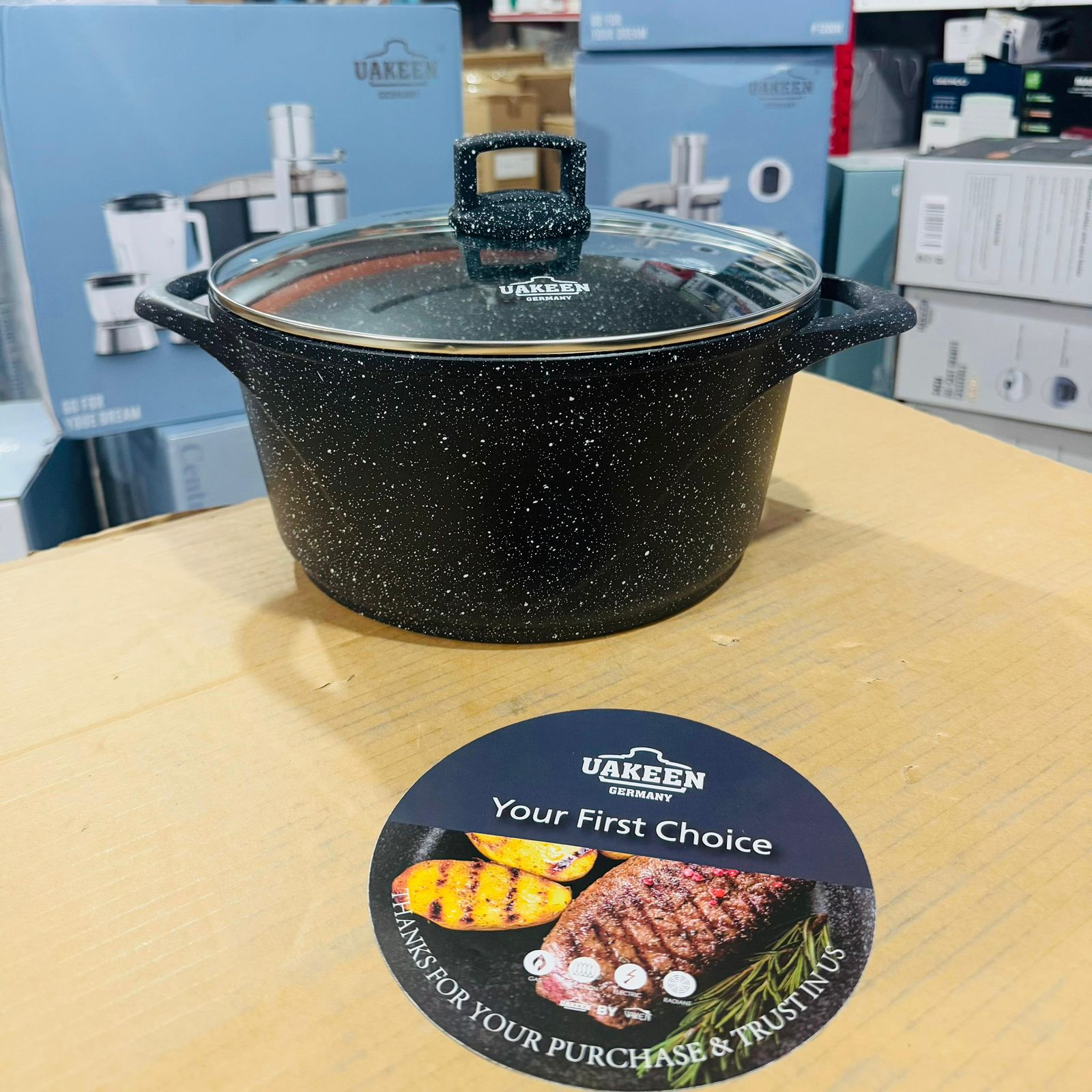 Uakeen Germany Induction Die-Cast Granite Cookware Set 9pcs VK-34