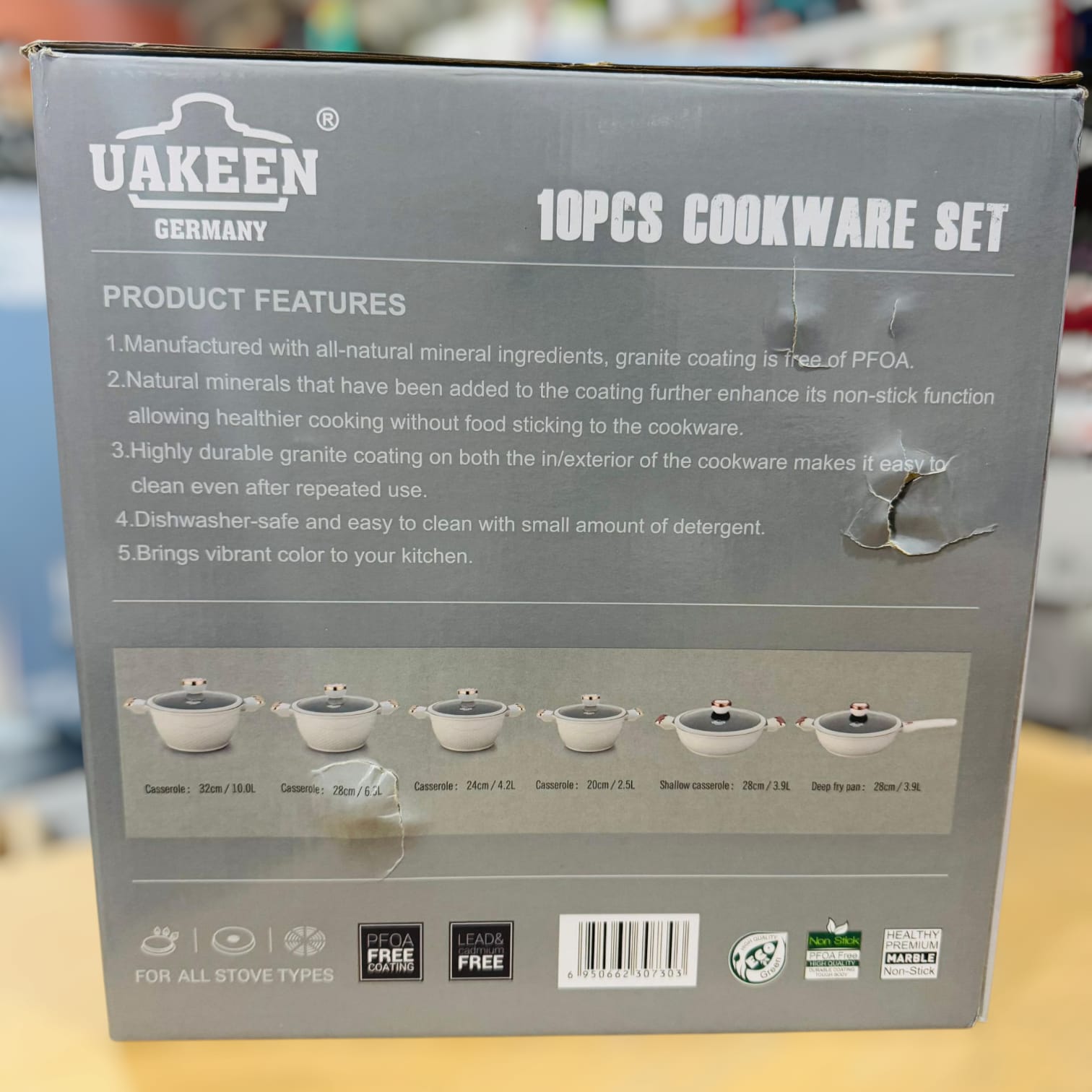 Uakeen Germany Induction Die-Cast Granite Cookware Set 10pcs VK-1408