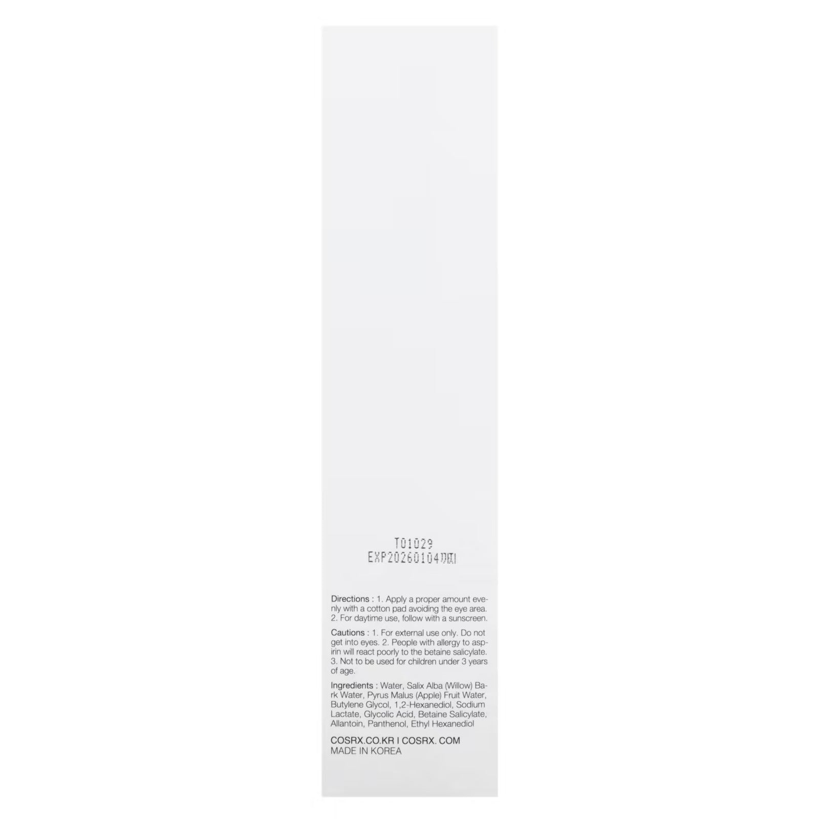 Cosrx AHA/BHA Clarifying Treatment Toner