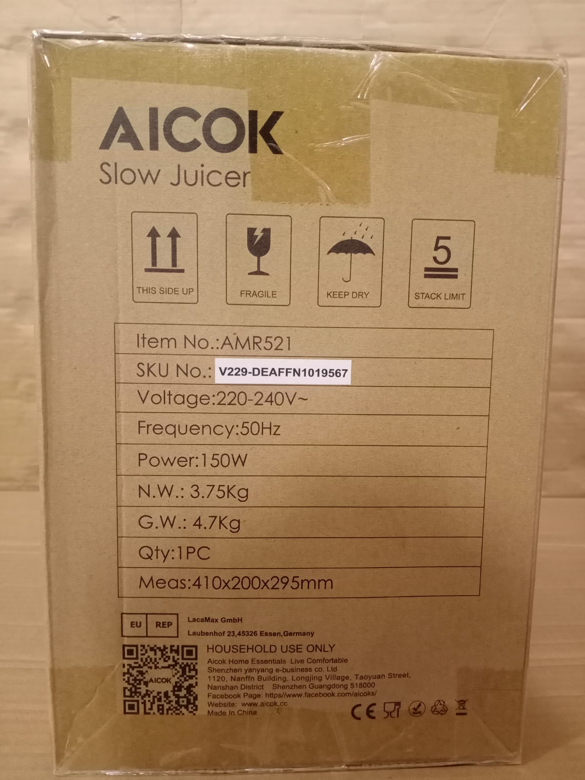 Aicok Slow Masticating Juicer Easy to Clean, with Quiet Motor AMR521