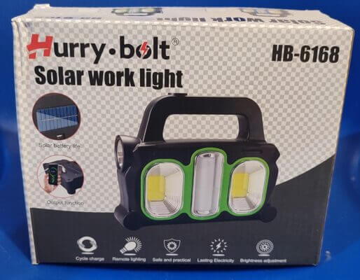 3 IN 1 SOLAR & ELECTRIC HURYBOLT CHARGEABLE WORK LIGHT